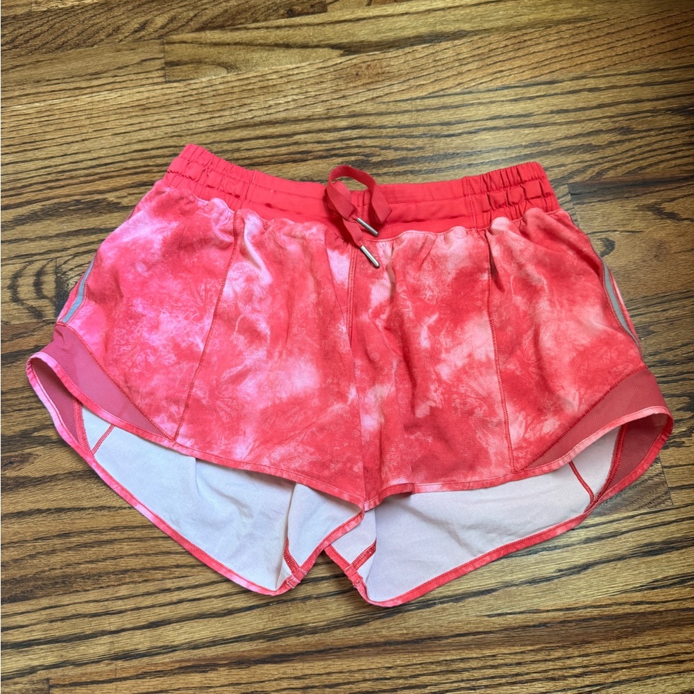 lululemon athletica Coral Pink Tie-Dye Athletic Shorts